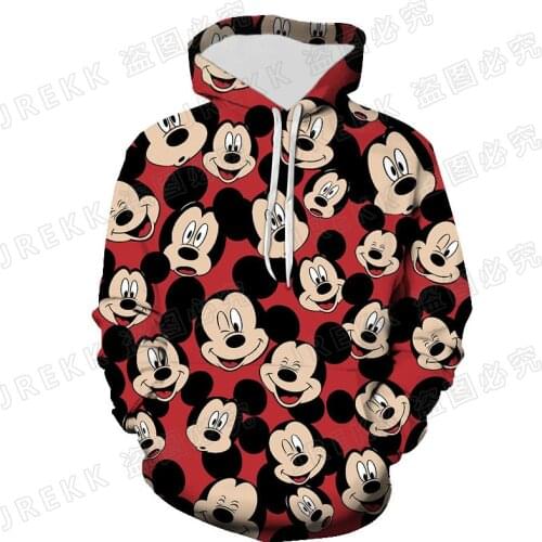 Disney Anime Mickey Mouse Hoodies Men Women Children Fashion 3D Print Sweatshirts Cool Pullover Long Sleeve Boy Girl Kids Coat