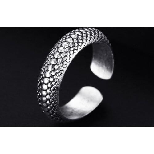 Vintage Snake Skin Shape Antique Silver Plated Punk Hiphop Rock Style Resizable Rings for Women Girl & Man Retro Party Jewelry