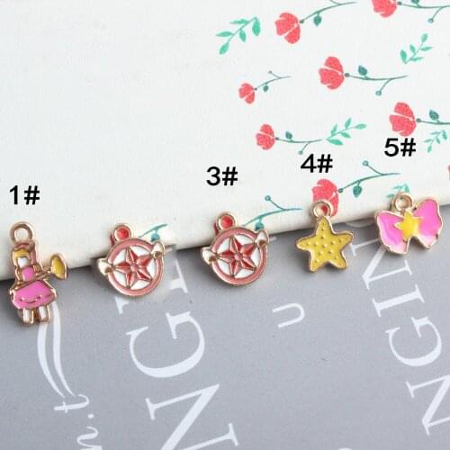 10pcs Jewelry making metal enamel mini small little star bow charms Pendant for bracelet Earrings Necklace handmade DIY material