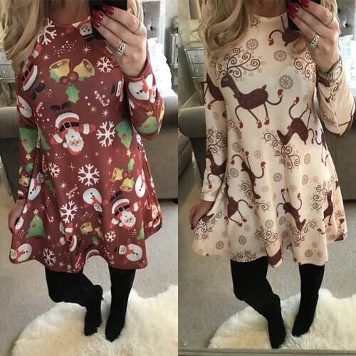Winter Casual Christmas Bodycon Dresses For Women 2020 Fashion Print Woman Dress Long Sleeve Autumn Clothing For Female Vestidos