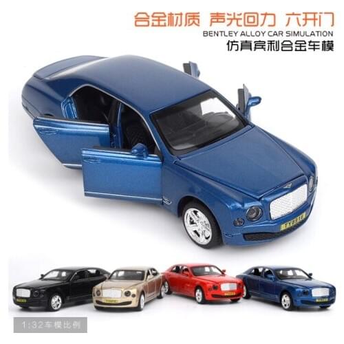 1: 32 simulation childrens cross-country toy car Bentley three box domineering alloy car model childrens holiday gift blue