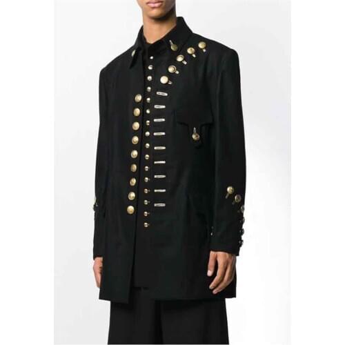 S-4XL 2020 New Men clothing fashion GD Many buttons military uniforms suit jacket hairstylist plus size stage costumes