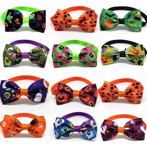 50/100pcs Halloween Dog Bowties Holiday Dog Bow Ties Small Middle Dog Neckties Halloween Dogs Pet Accessories Grooming Supplies