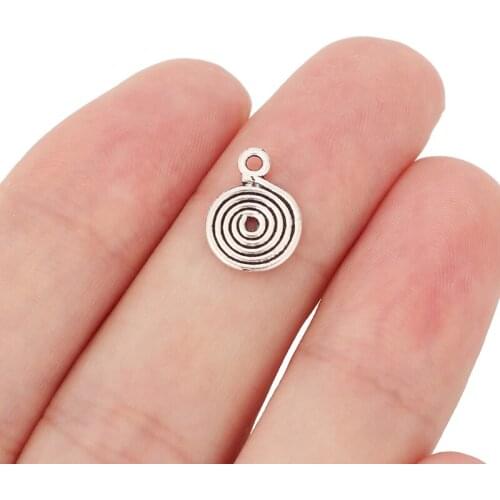 50 x Spiral Swirl Vortex Round Charms Pendants Beads for DIY Handmade Bracelet Jewelry Making Findings 13x10mm
