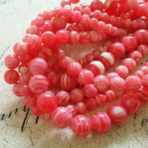 6mm-10mm (2Strands/Pack) Rhodochrosite Imitation Synthetic Malachite Beads Semi-precious Stone Strands Jewelry Beads