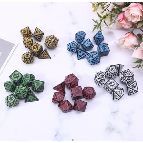 7Pcs Various Shapes Different Number of Faces Educational Toys Digital Number Resin Dice with Box For Party Family Games
