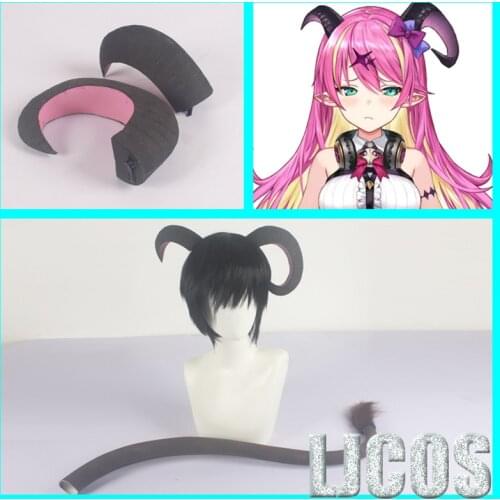 Anime Hololive Vtuber Mano Aloe Horns Head Clip Headwear Hairwear Cosplay Props Accessories Halloween