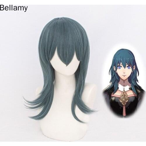 Anime Fire Emblem: ThreeHouses Byleth Cosplay hairwear Slateblue Cosplay Wig +Wig Cap