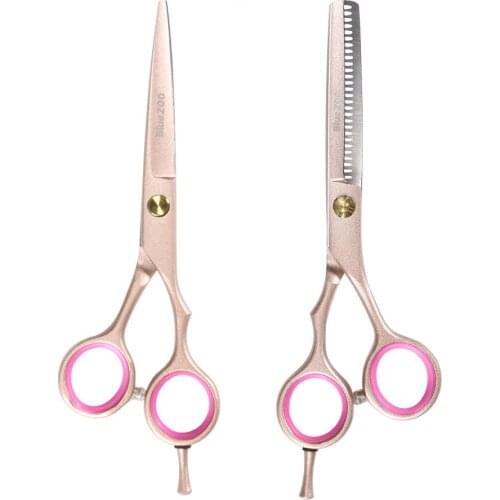 Bluezoo Scrub Rose Gold Stainless Steel Hairdressing Scissors Hair Bangs Trimmer 5.5 Flat Thinning Scissors