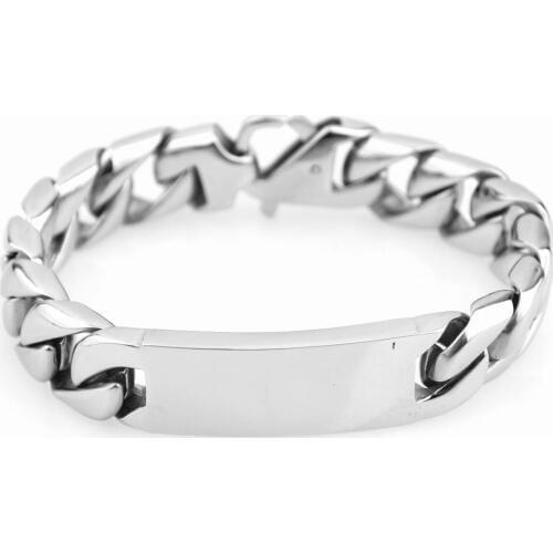 16mm Curb Cuban Link Bracelet For Men Jewelry Punk Heavy Big Link Mens Stainless Steel Bike Bracelet Pulseras 8.66"