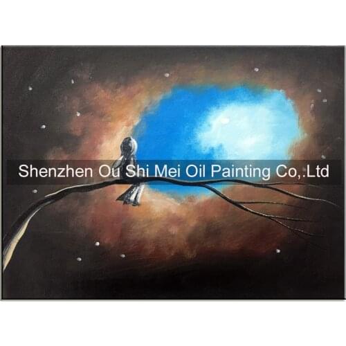 Fast Ship Handmade Starry Sky Oil Painting on Canvas Modern Abstract Landscape Wall Pictures for Living Room Art Robot Painting