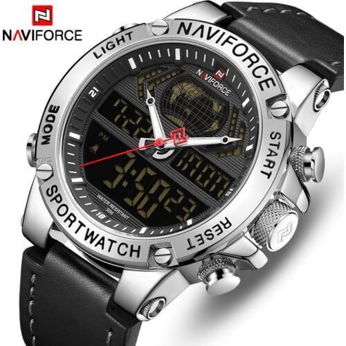 NAVIFORCE New Luxury Men Waterproof Sport Quartz Watches Men fashion Business Watch LED Double display Clock Relogio Masculino