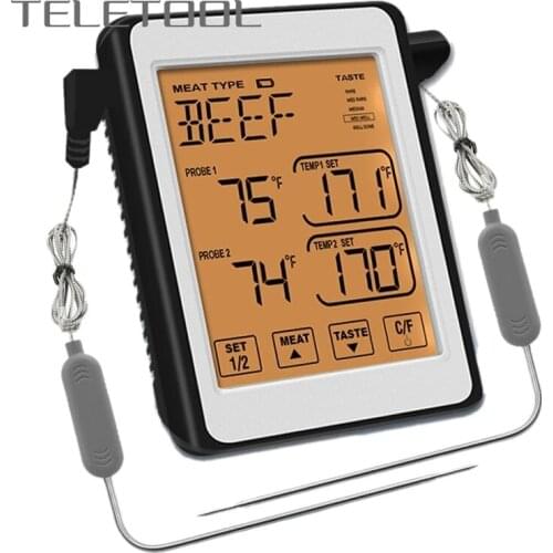 Dual Probes Digital Outdoor Meat Thermometer Cooking BBQ Oven Thermometer with Big LCD Screen For Kitchen