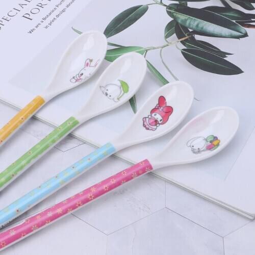 Baby Spoon Long Handle Feeding Newborn Infant Cartoon Food Grade Dishes Cutlery Spoons Safe Non Toxic Accessories