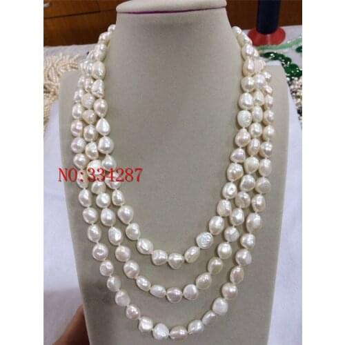 New natural 60" 9-10mm baroque white freshwater pearls necklace Long sweater chain