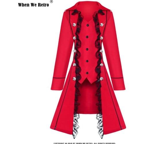 Women Medieval Victorian Costume Tuxedo Tailcoat Gothic Steampunk Trench VD1985 Vintage Party Frock Outfit Coat
