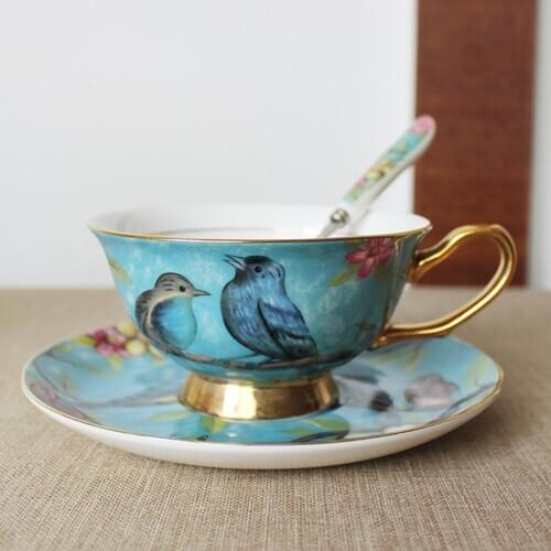 European Style Coffee Ceramic Cup Set with Saucer Spoon High End Porcelain Coffee Cup Set #CW