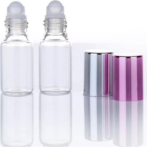 5Pieces/Lot 5ML Glass Roll on Bottle For Essential Oils Perfume Bottle Empty Cosmetic Containers For Oil Sample 6 Colors