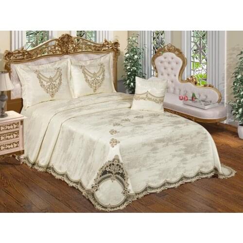 French lace Elfin Double Bed Cover Cream