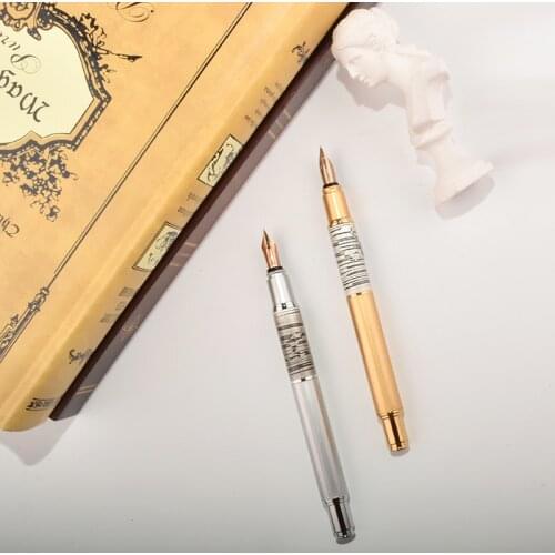 Fuliwen 815 Metal Celluloid Golden & Silver Fountain Pen For Office & Home Stationery New
