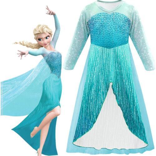 Frozen 2 Elsa Anna Dress Girls Costume Cute Party Princess Baby Dresses Childrens Christmas Birthday Set Clothes