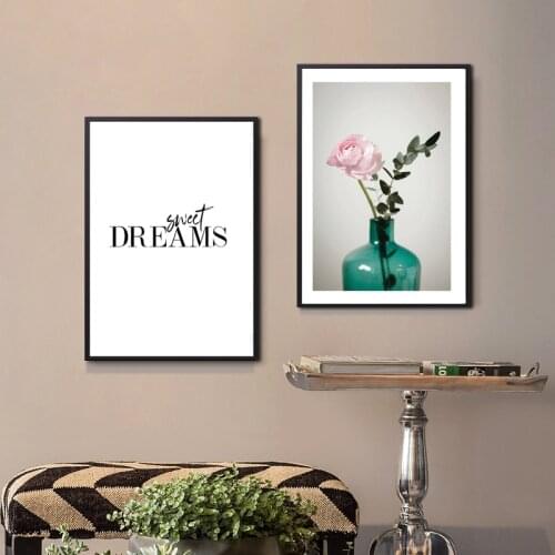 Canvas Painting Modern Style Sweet Dreams Beautiful Flower Vase Posters Prints Wall Art Pictures For Aesthetic Room Home Decor