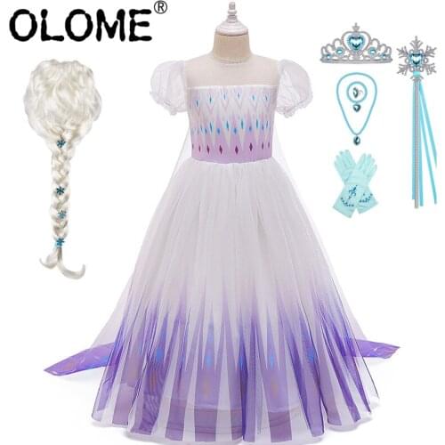 Elsa Costume Snow Queen Dress Sets Princess Skirt Kids Girls Party Vestidos Cosplay OLOME Birthday Dress Sequined Mesh Ball Gown