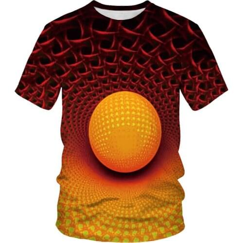 Summer mens T-shirt 3D printing striped plaid casual street oversized T-shirt