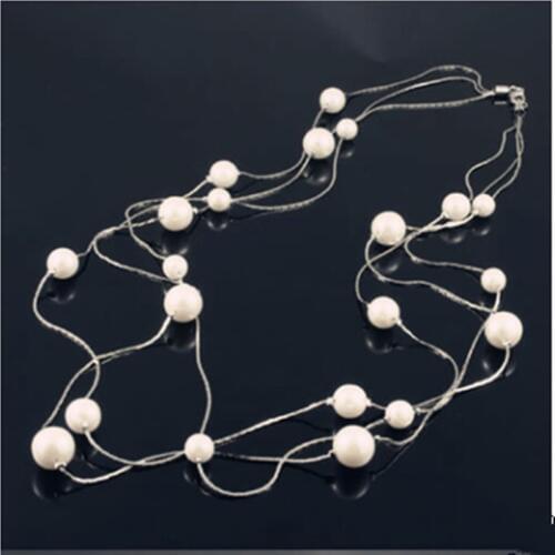 10pcs Hot selling long wire connected ball positioning beads multilayer Bohemia sweater chain necklace