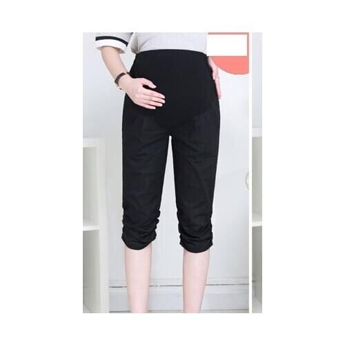 Fashion maternity pants summer dress plus fertilizer seven points stomach lift folds pants cotton maternity