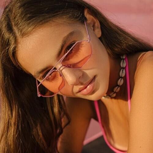 Fashion Sunglasses Men Women Brand Designer Small Frame Polygon Clear Lens Vintage Sun Glasses Male Female Metal Frame