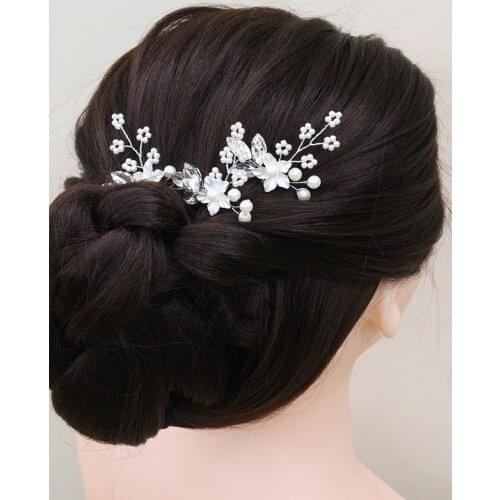 Fashion Silver Pearl Rhinestone Wedding Hairpins 3PCS Bridal Hair Accessory Headdress for hair for Woman Hair Clips Head Jewelry