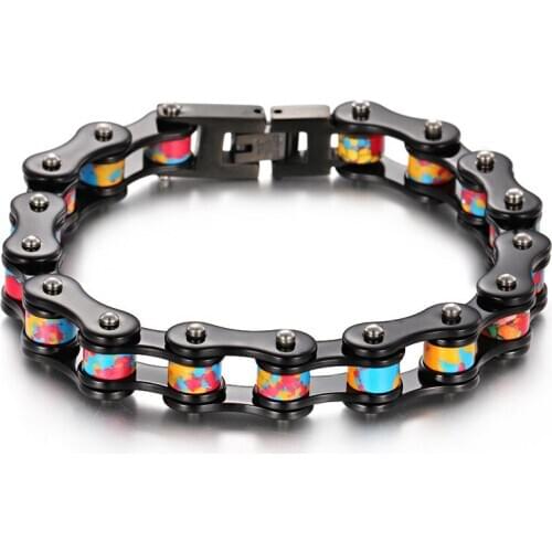 Men 's domineering bracelet color cast steel bicycle chain titanium steel jewelry wholesale multi - color optional