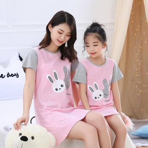 Matching Family Dresses 2021 Cartoon Mother Daughter Dresses Short Sleeve Girl Big Sister Mother Kids Family Matching Clothes