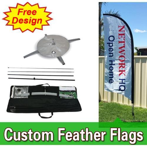 Single sided Feather Flag Banners with Cross Base, Custom Printing Cheap Flags FREE Shipping FREE Design feather flag poles