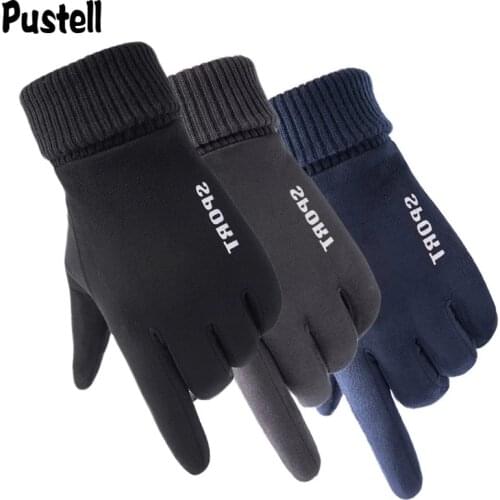 Winter Men Gloves Outdoor Keep Warm Touch Screen Riding Motorcycle Gloves Male Suede Windproof Cold Gloves Full Finger Guantes