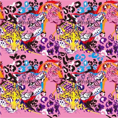 Polyester satin cloth cute tiger suit custom printing cute David comic pattern cloth DIY handmade patchwork BB1