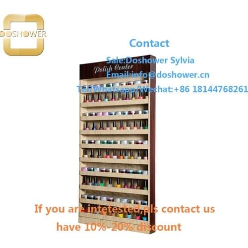 Nail polish rack mounted shelf with nail polish stand rack for wooden nail polish rack