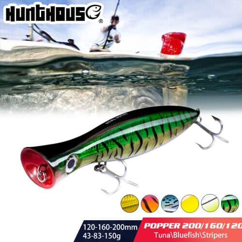 Hunthouse fishing lure 200/160/120mm 150/83/43g big popper hard lure for fishing bass fishing tackle musted hook