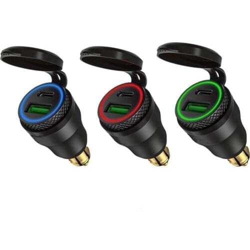 DIN Hella Powerlet Plug to Type C Power Delivery & Quick Charge 3.0 USB Charger Adapter for BMW Triumph Tiger Ducati Motorcycle