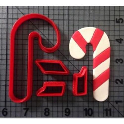 Christmas Candy Cane Cookie Cutter Kitchen Baking Supplies DIY Cake Icing Decoration Kit 3D Printed Custom Seal