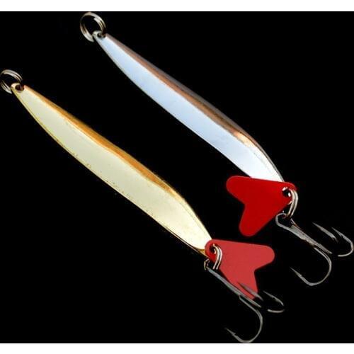 Noodlefish Fishing Spoon Lures 2pcs/lot Metal Silver Gold Long Fishing Spoon with Tail Salmon Trout Hard Lure 7cm 10g