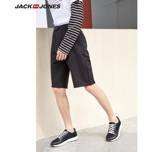 JackJones Mens Shorts 100% Cotton Sporting Loose Fit Black Knee-high Male Shorts Mens Clothing|streetwear 219115512