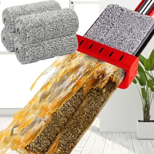 4PCS Mop Replacement Cloth Reusable Detachable Flat Mop Fiber Cleaning Floors Cloth Household Cleaning Supplies 33x12cm