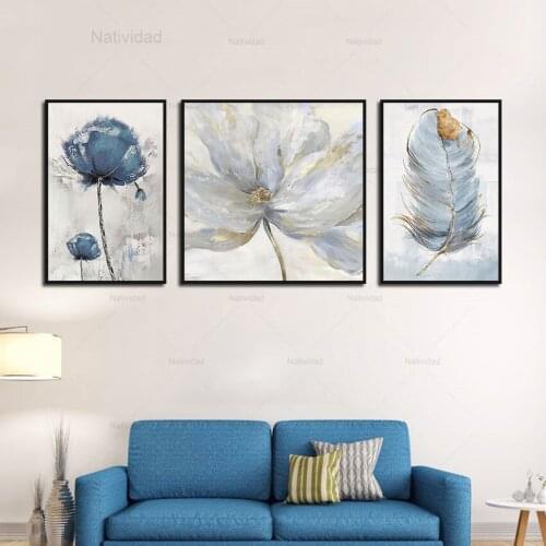 Nordic Flower Canvas Art Painting Abstract Feather Scandinavian Print Picture Living Room Home Decor Wall Poster Decoration