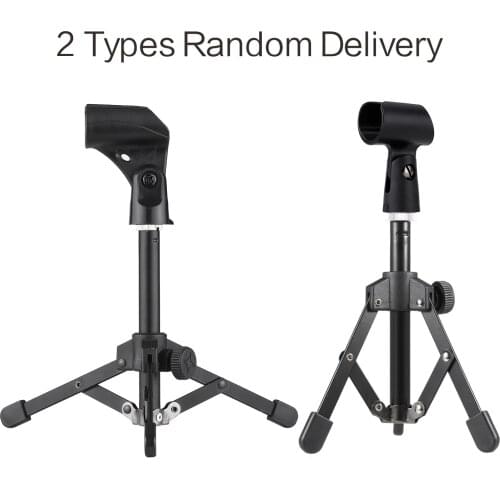 MS-12 Mini Foldable Adjustable Desktop Microphone Stand Tripod with MC5 Mic Clip Holder Bracket for Meeting Lectures Podcasts