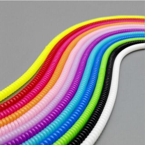 Solid Color TPU spiral USB Charger cable cord protector wrap cable winder for charging cables organizer, Length 50cm 3000pcs