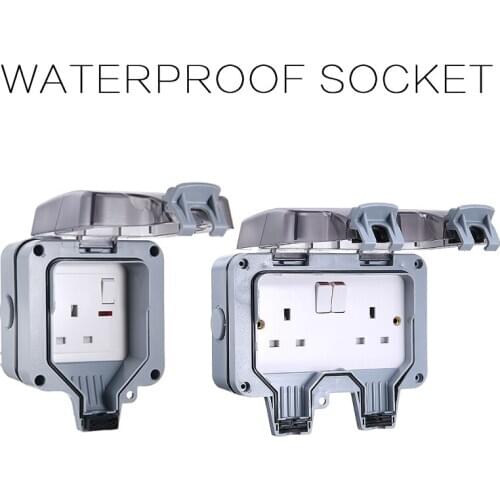 Waterproof Socket Main Power IP66 Switched 1/2 Gang 13A Outdoor Use For Home Tools Accessories Waterproof Socket