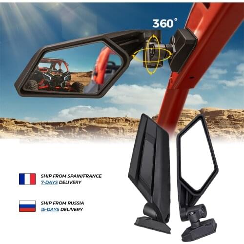 KEMiMOTO UTV Side View Mirrors Rearview Mirror Adjustable for Can Am Maverick X3 Max R X3 R For Suzuki King Quad 450 Quadracer