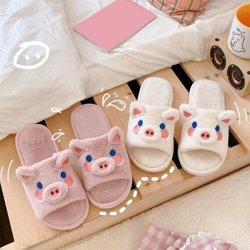 Women Plush Warm Slippers Ladies Fluffy Cute Pig Pattern Shoes Winter Casual Girls Fashion Shoe New Home Female Slippers